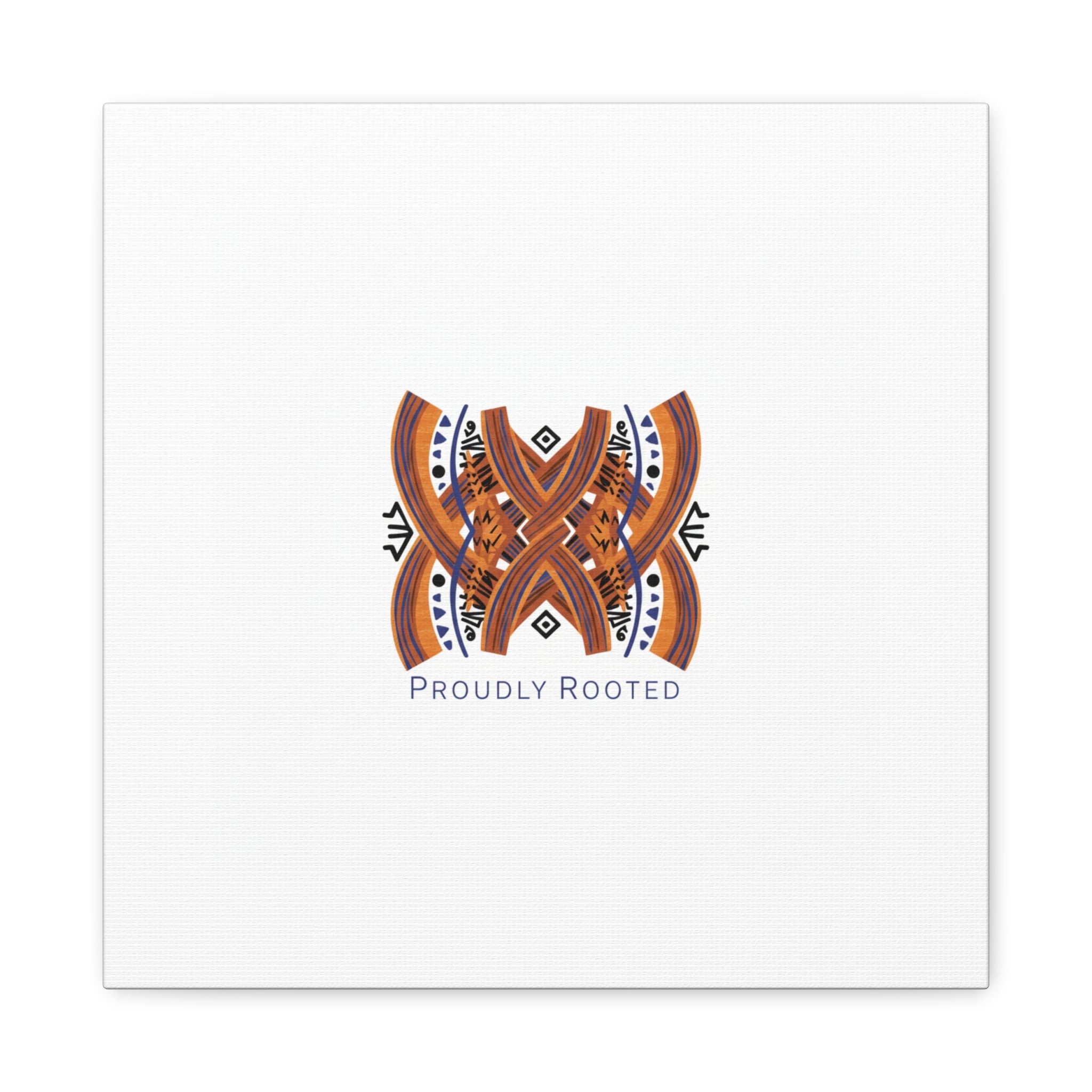 Mudcloth-Inspired Pattern "Proudly Rooted" Canvas | Afro-Bohemian, Indigo & Earth Tones