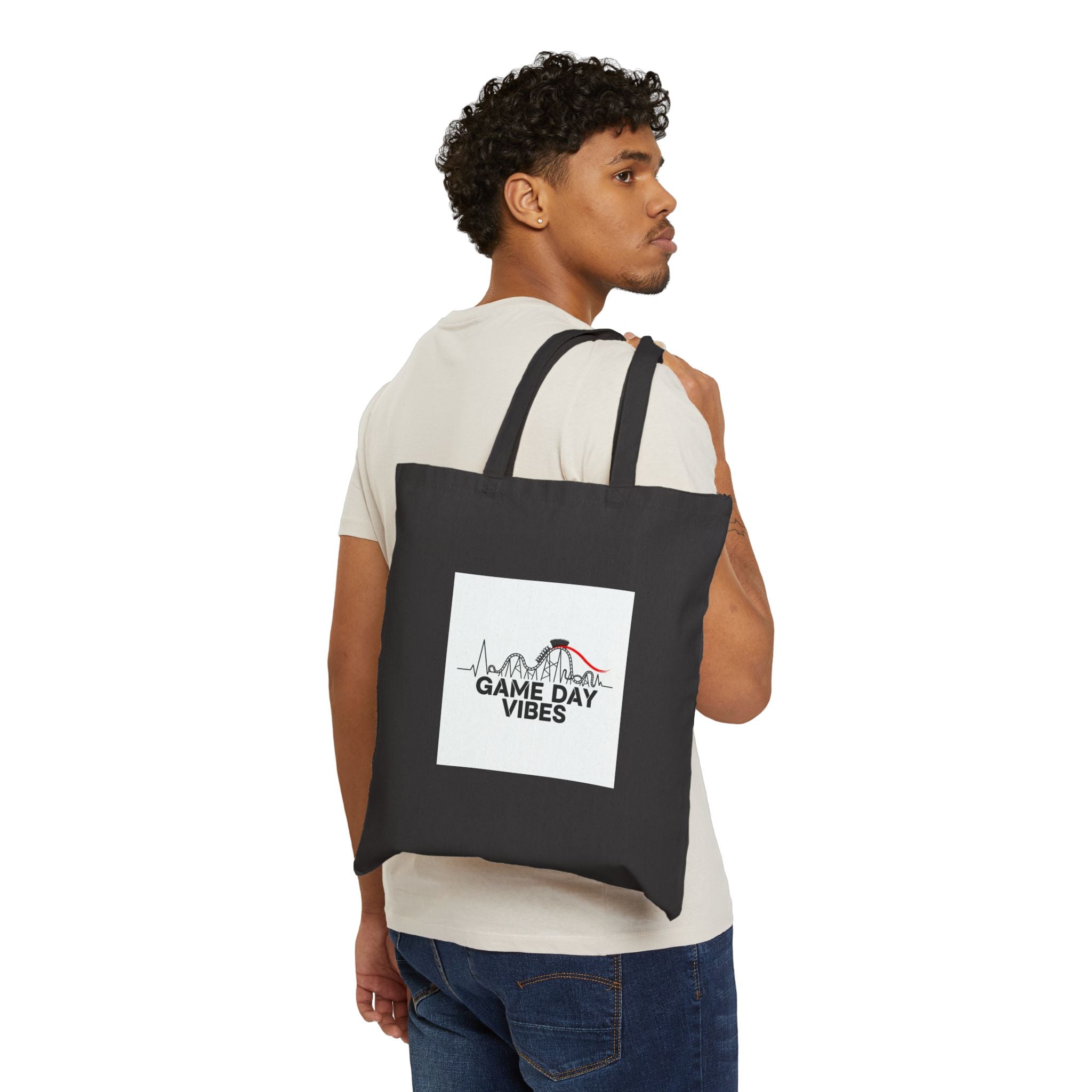 Game Day Vibes Tote | Sports Fan Rollercoaster Emotions, Monochrome Accent