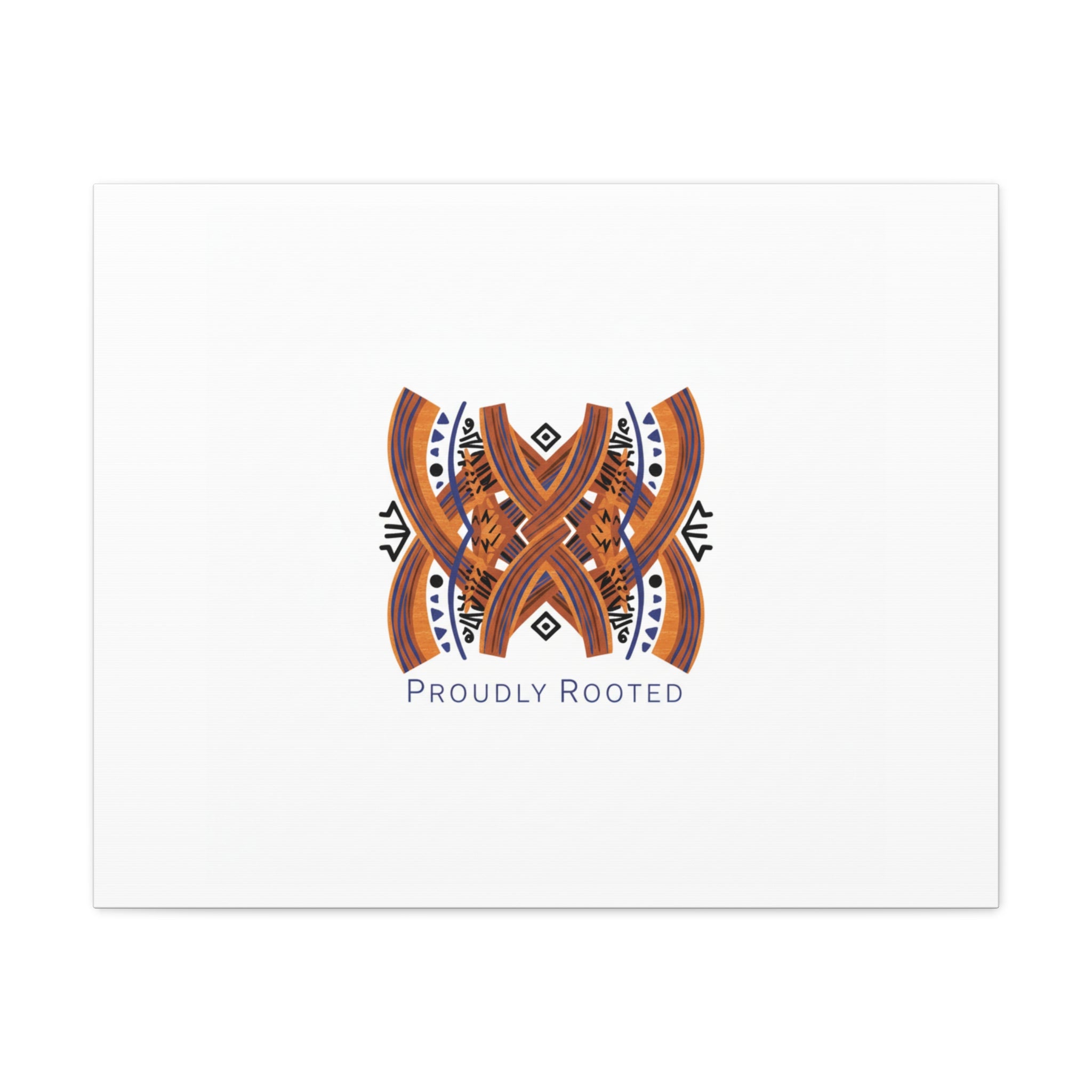Mudcloth-Inspired Pattern "Proudly Rooted" Canvas | Afro-Bohemian, Indigo & Earth Tones