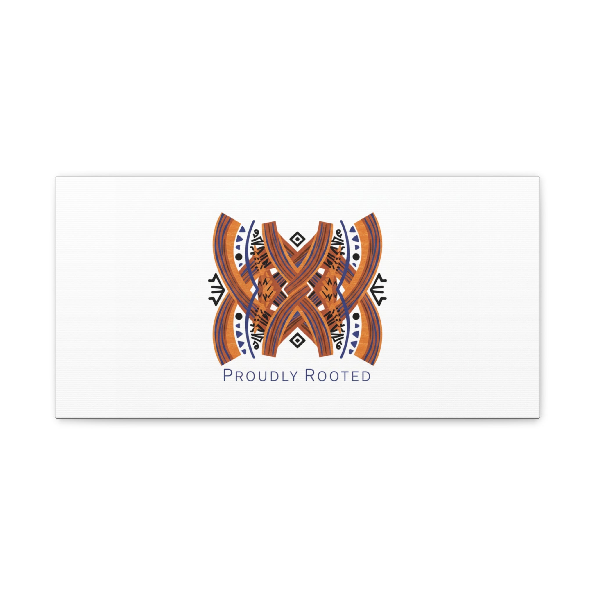 Mudcloth-Inspired Pattern "Proudly Rooted" Canvas | Afro-Bohemian, Indigo & Earth Tones