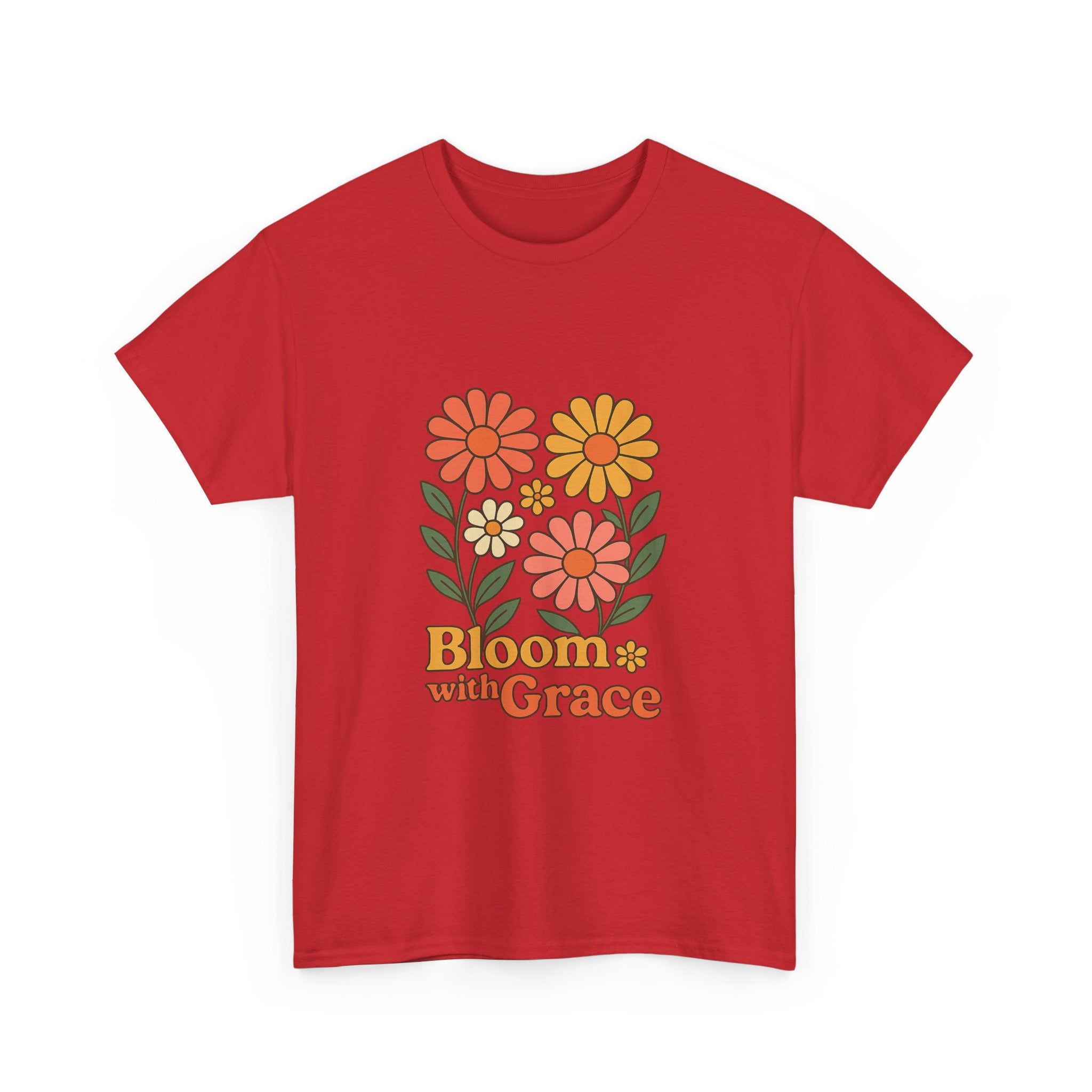 Bloom with Grace Unisex Heavy Cotton Tee - Positive Floral Graphic Tee