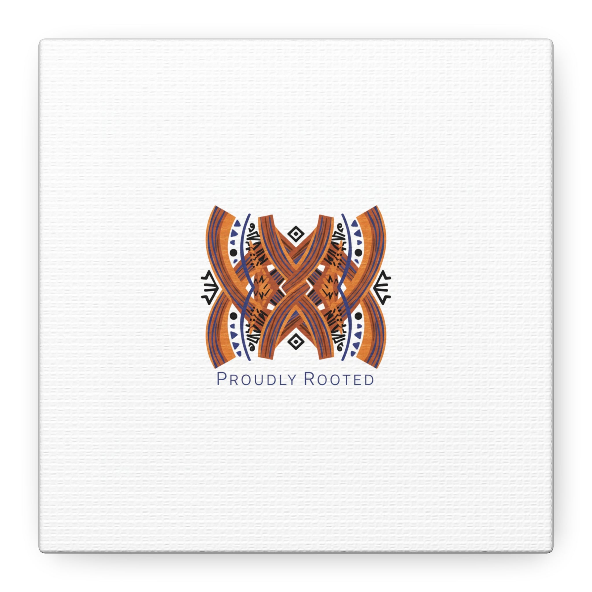 Mudcloth-Inspired Pattern "Proudly Rooted" Canvas | Afro-Bohemian, Indigo & Earth Tones