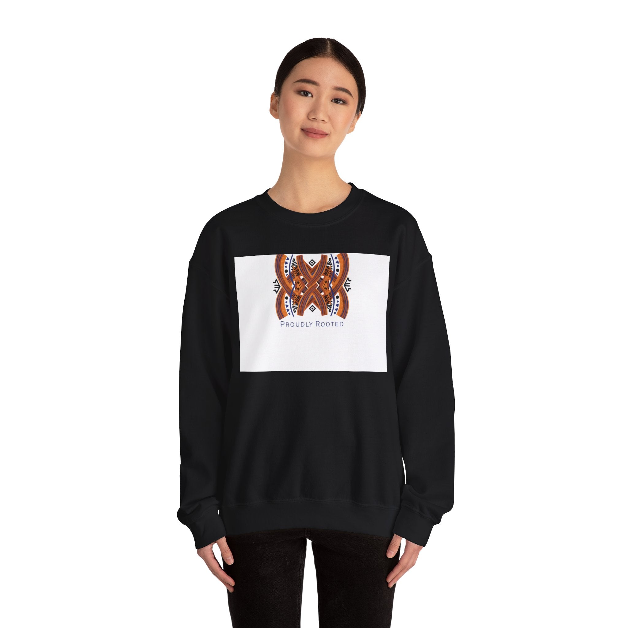 Mudcloth Inspired Motif Sweatshirt | Afro-Bohemian, indigo & ochre tribal pattern