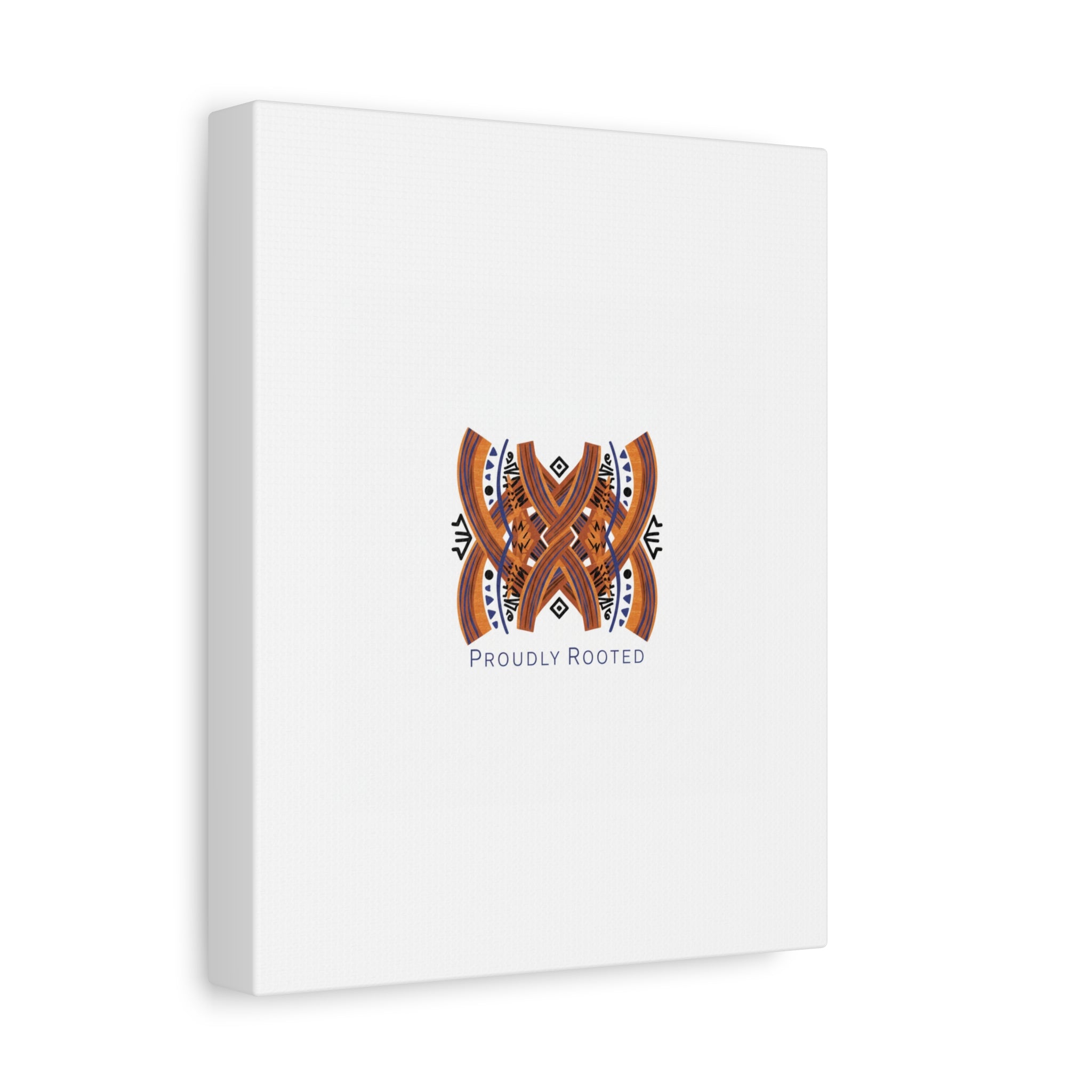 Mudcloth-Inspired Pattern "Proudly Rooted" Canvas | Afro-Bohemian, Indigo & Earth Tones