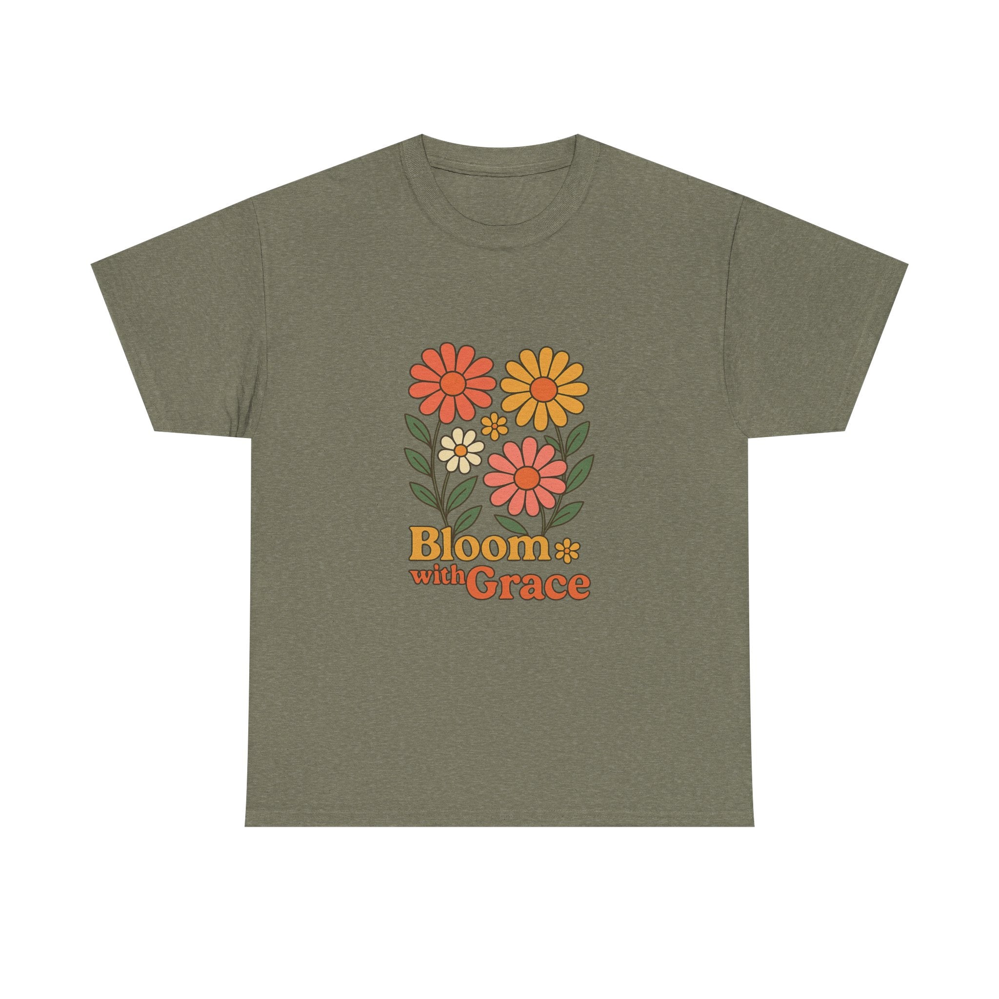 Bloom with Grace Unisex Heavy Cotton Tee - Positive Floral Graphic Tee