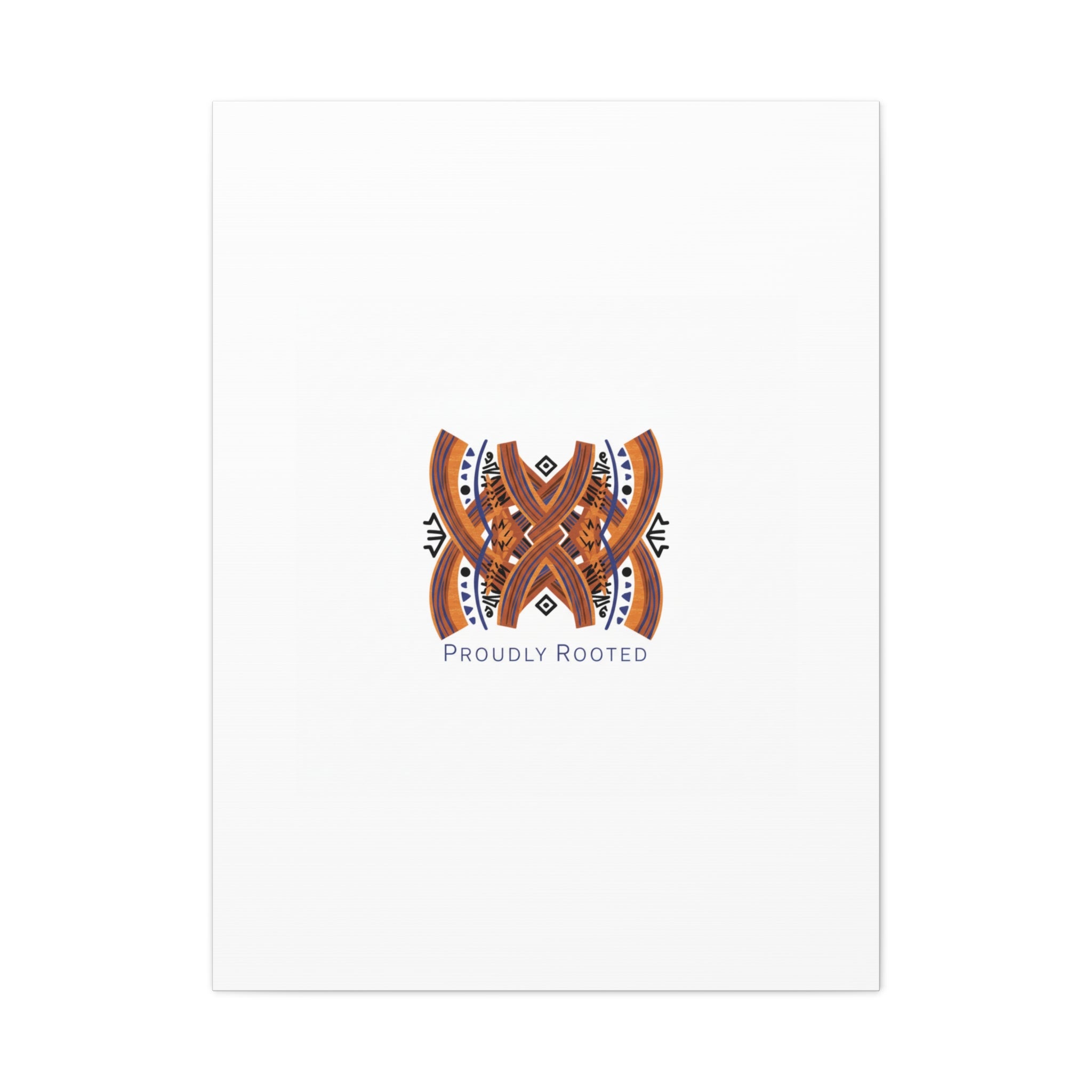 Mudcloth-Inspired Pattern "Proudly Rooted" Canvas | Afro-Bohemian, Indigo & Earth Tones
