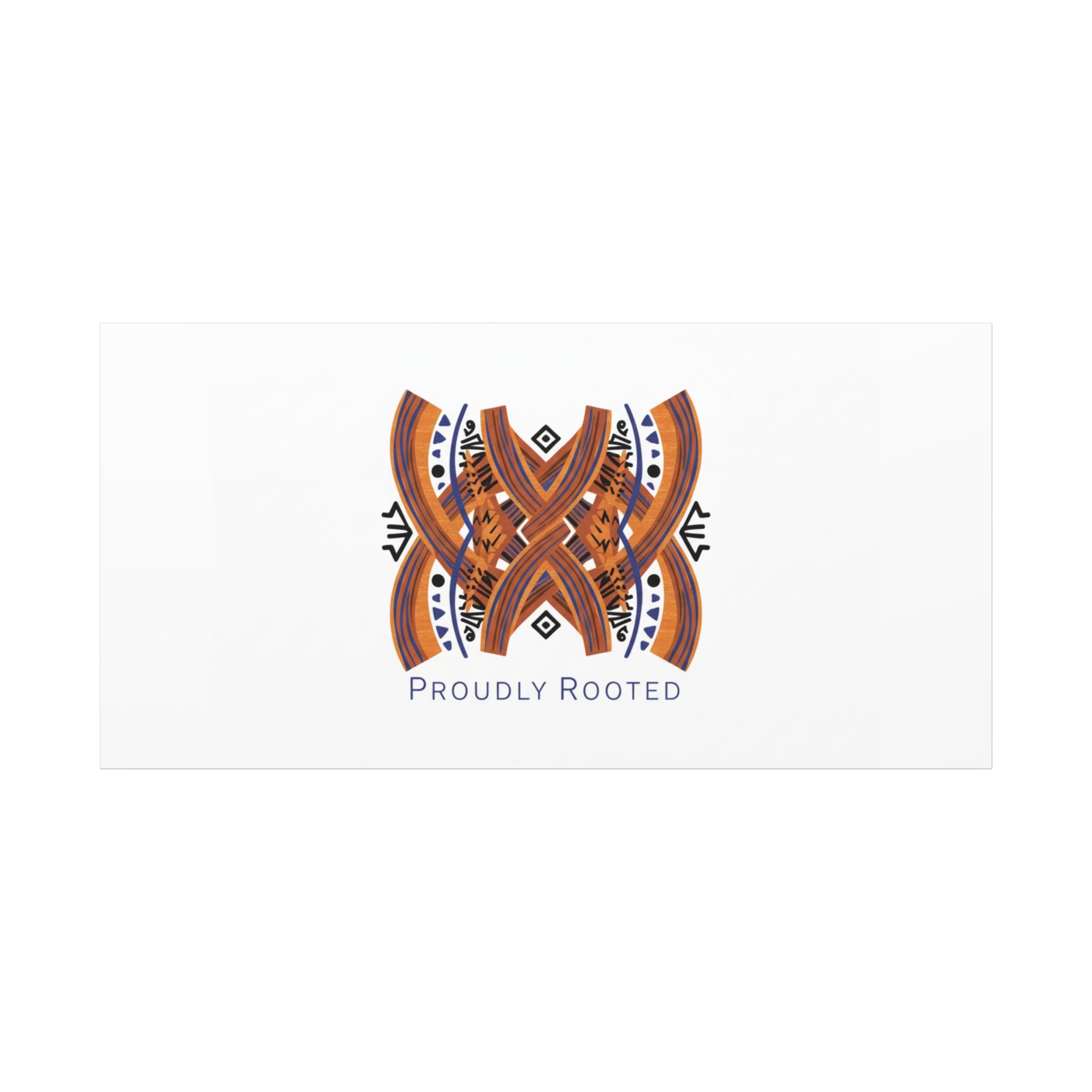 Mudcloth-Inspired Pattern "Proudly Rooted" Canvas | Afro-Bohemian, Indigo & Earth Tones