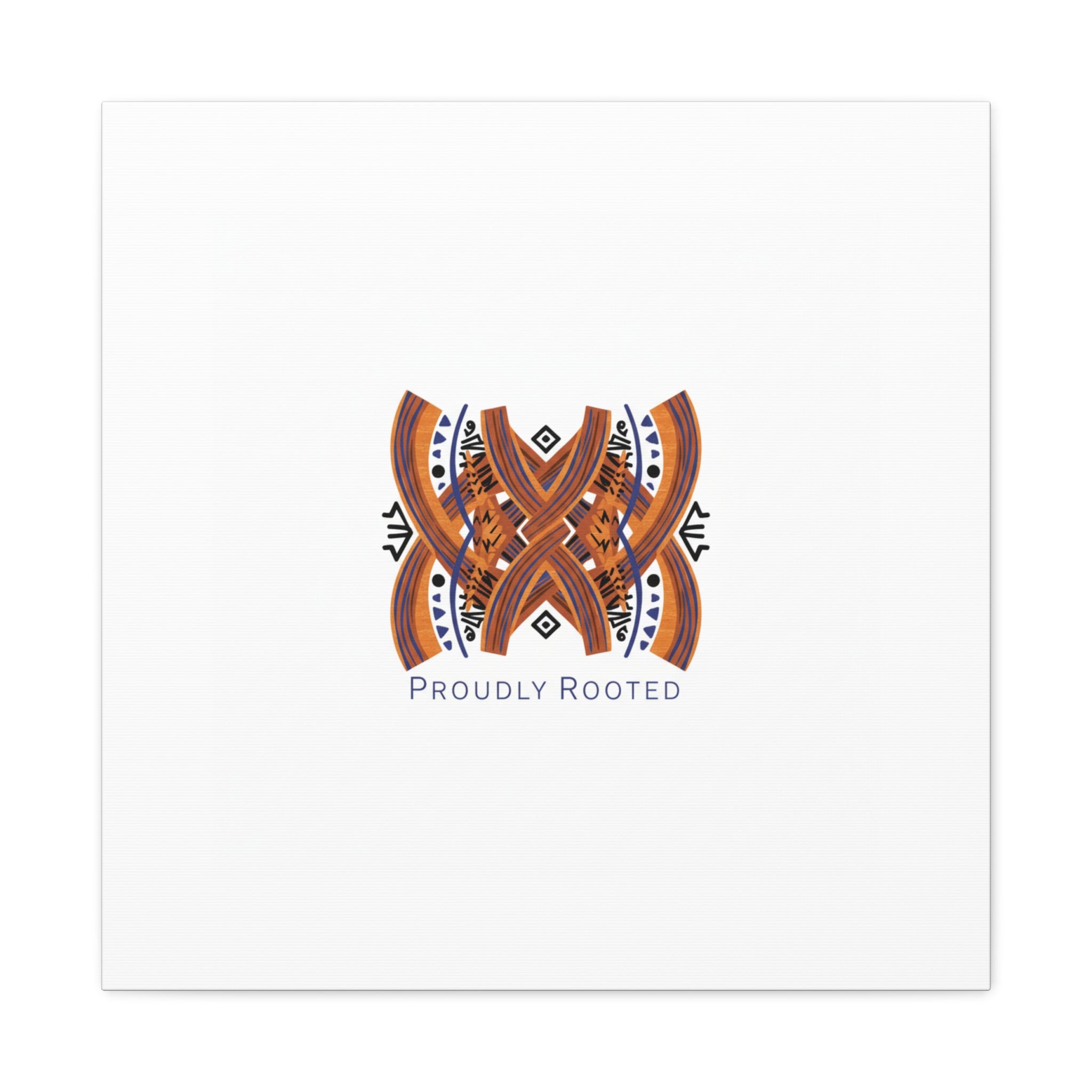Mudcloth-Inspired Pattern "Proudly Rooted" Canvas | Afro-Bohemian, Indigo & Earth Tones