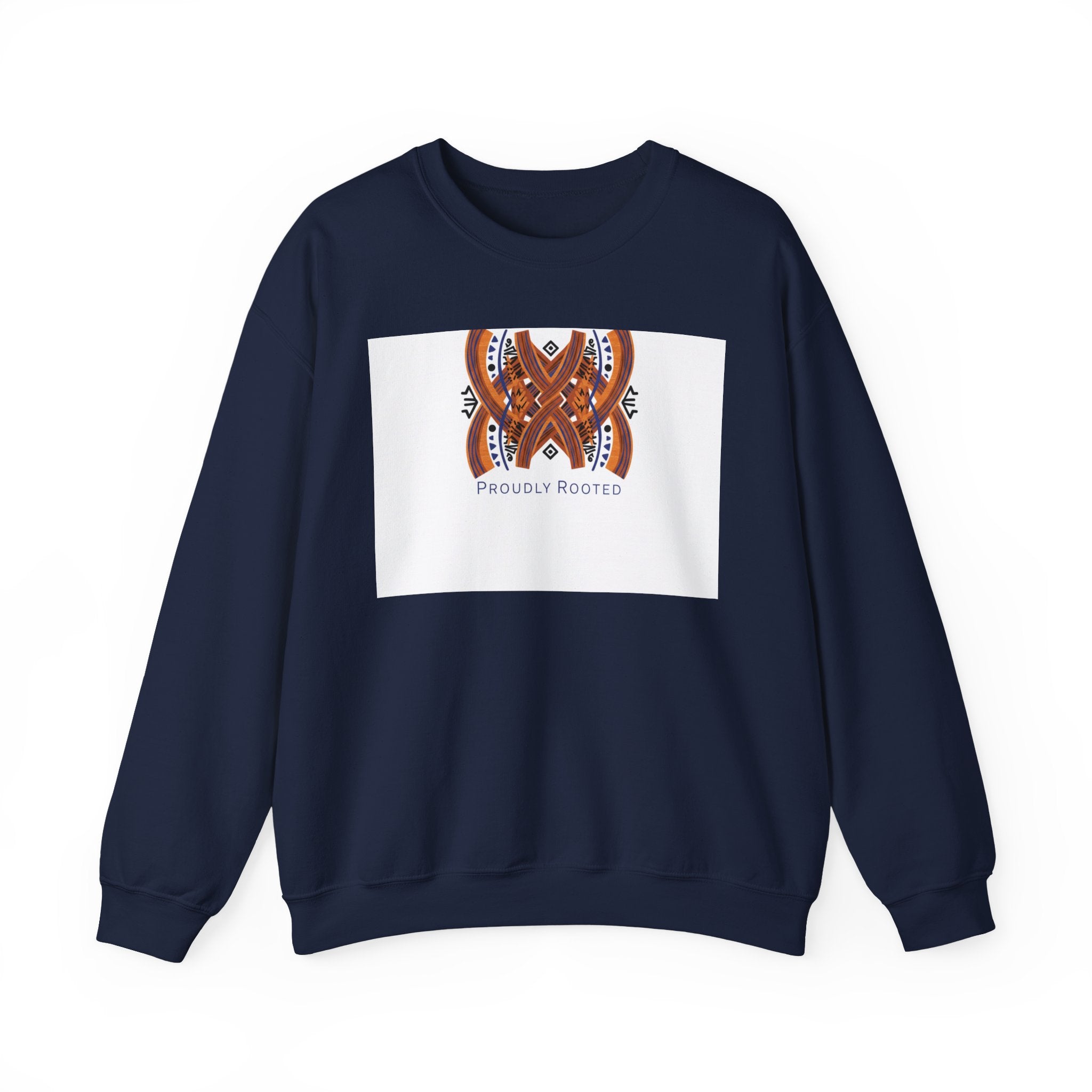 Mudcloth Inspired Motif Sweatshirt | Afro-Bohemian, indigo & ochre tribal pattern