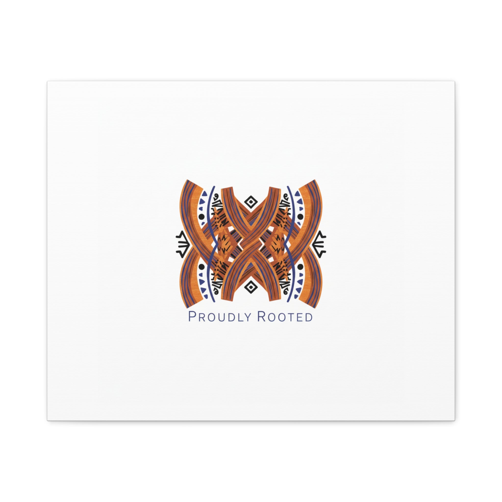 Mudcloth-Inspired Pattern "Proudly Rooted" Canvas | Afro-Bohemian, Indigo & Earth Tones