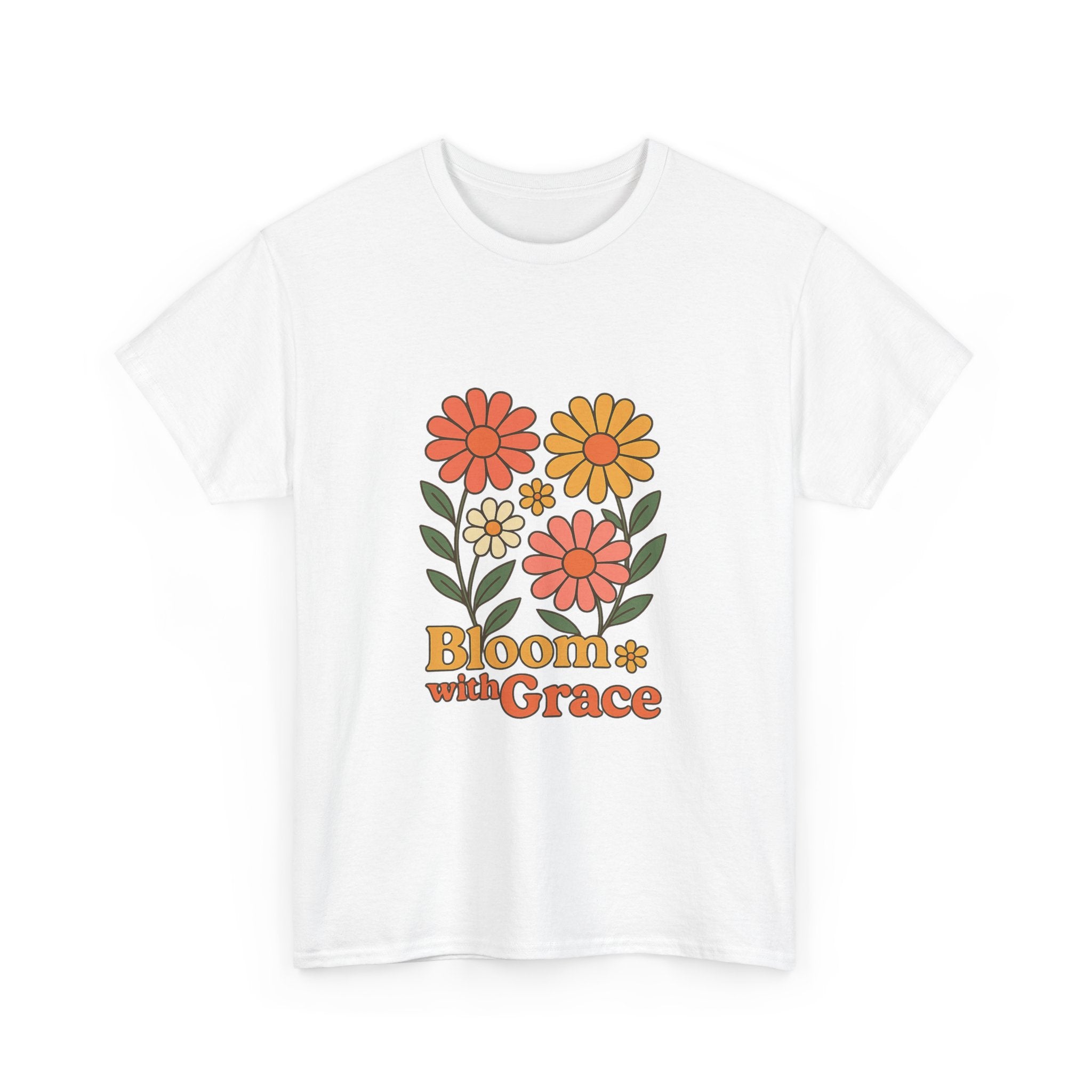 Bloom with Grace Unisex Heavy Cotton Tee - Positive Floral Graphic Tee