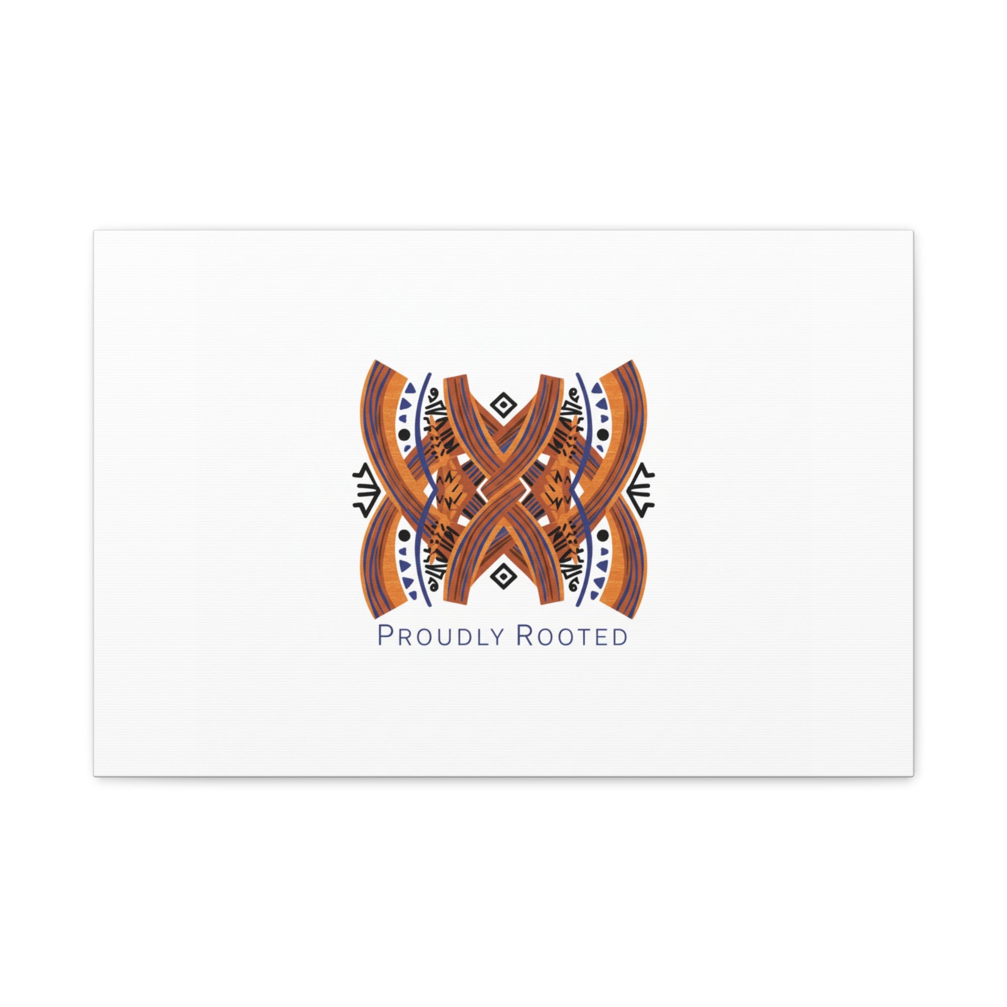 Mudcloth-Inspired Pattern "Proudly Rooted" Canvas | Afro-Bohemian, Indigo & Earth Tones