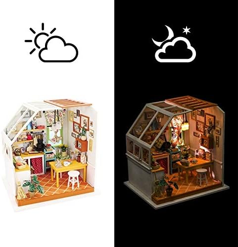 Robotime Wooden Dollhouse Kit with Furniture – 28-Piece Miniature Home Playset