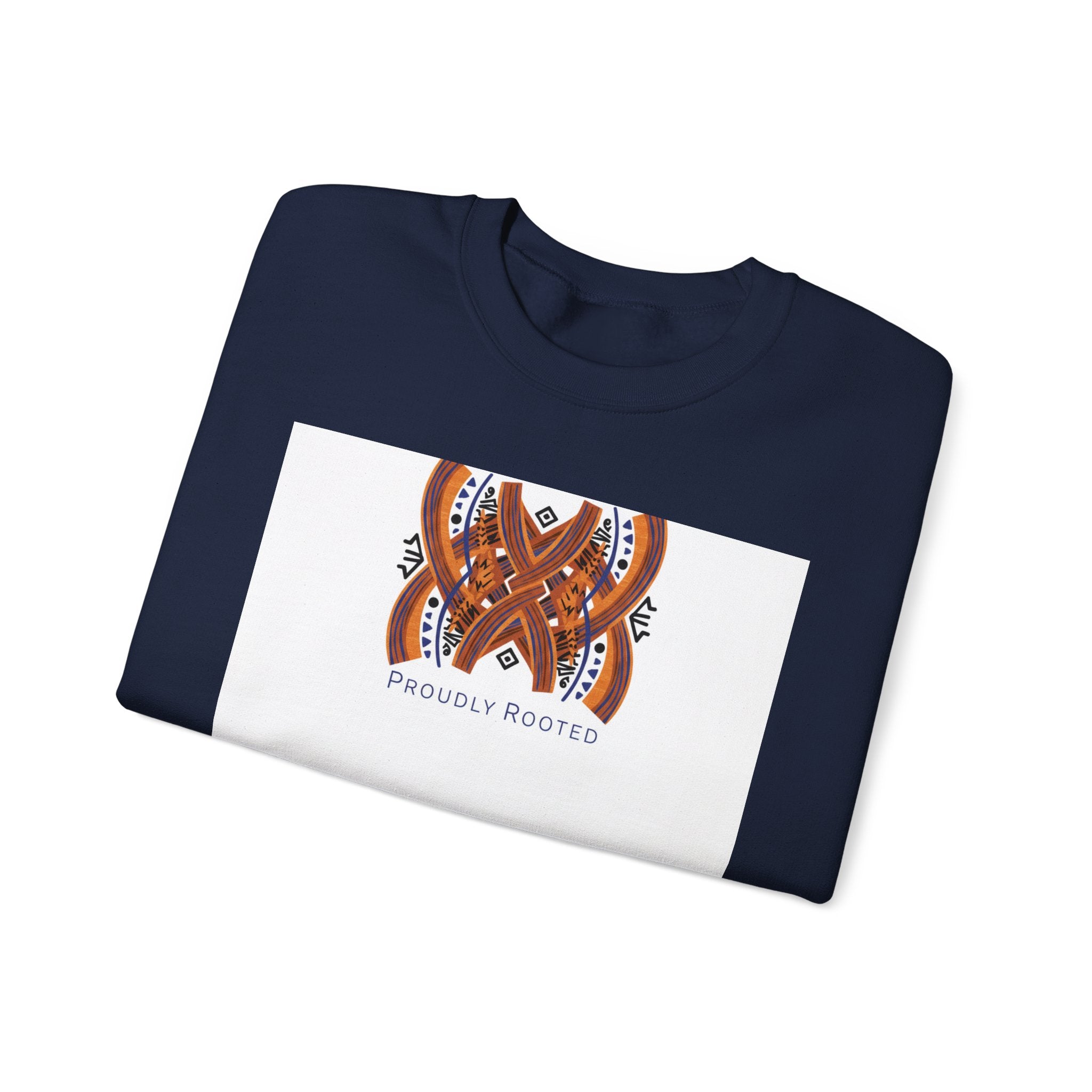 Mudcloth Inspired Motif Sweatshirt | Afro-Bohemian, indigo & ochre tribal pattern