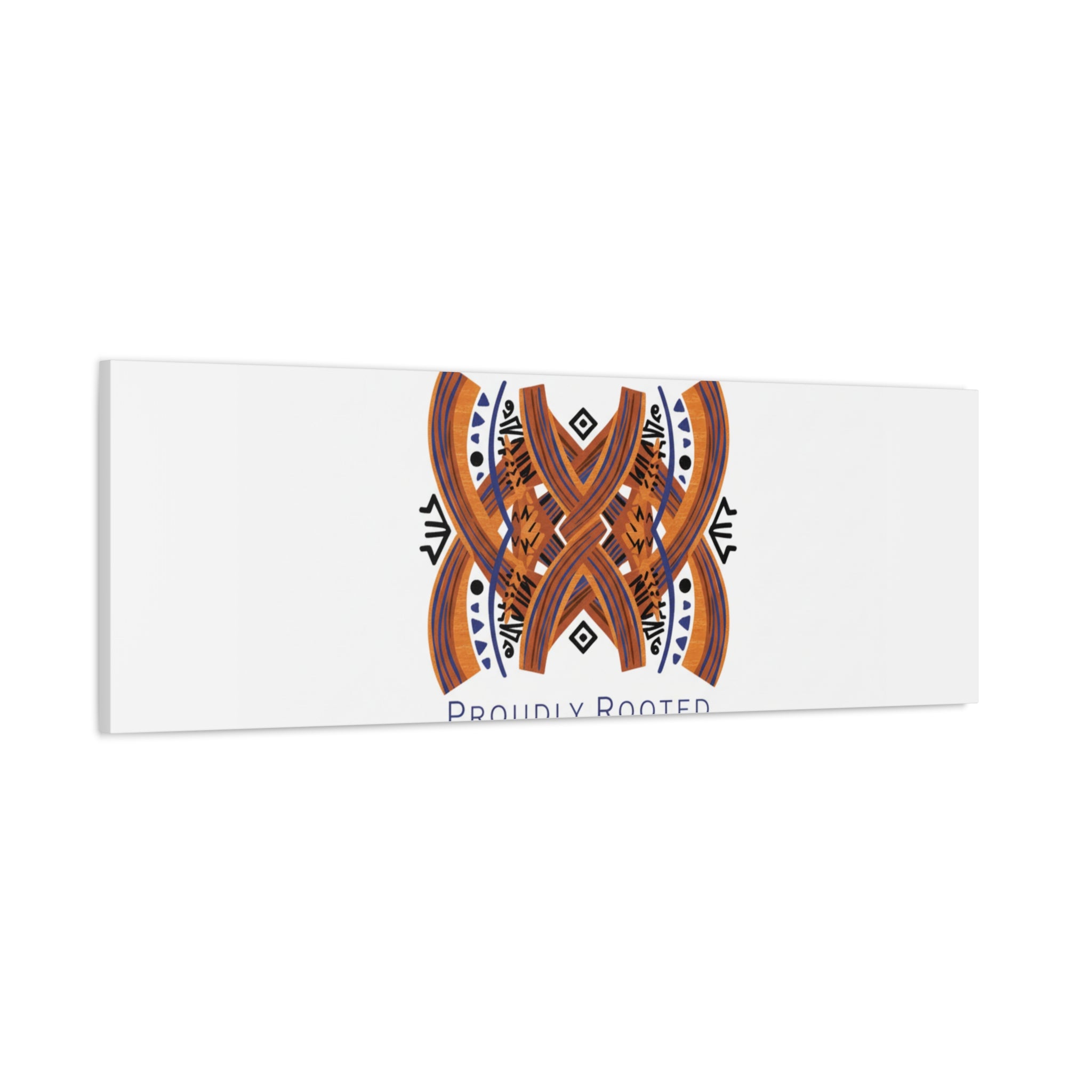 Mudcloth-Inspired Pattern "Proudly Rooted" Canvas | Afro-Bohemian, Indigo & Earth Tones