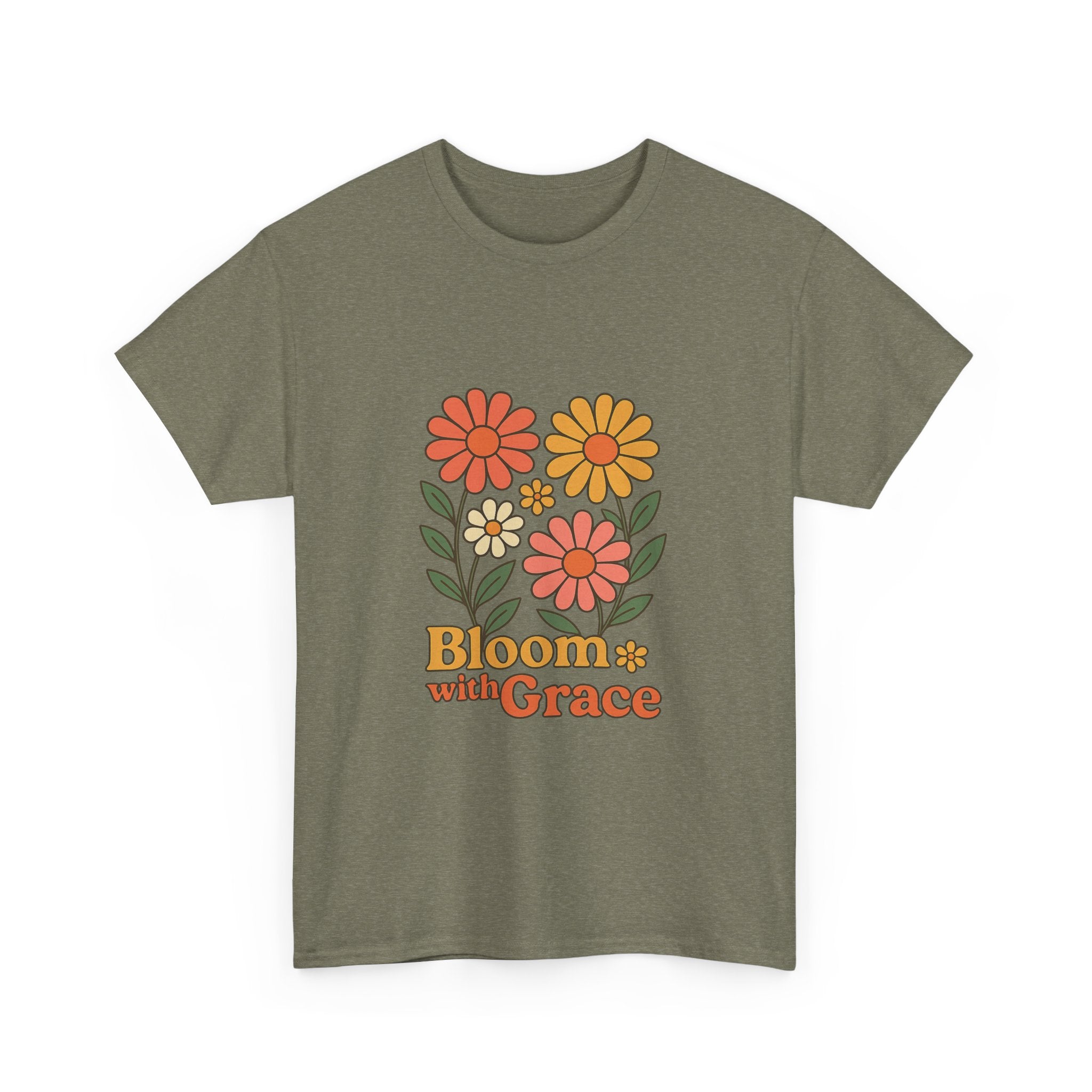 Bloom with Grace Unisex Heavy Cotton Tee - Positive Floral Graphic Tee