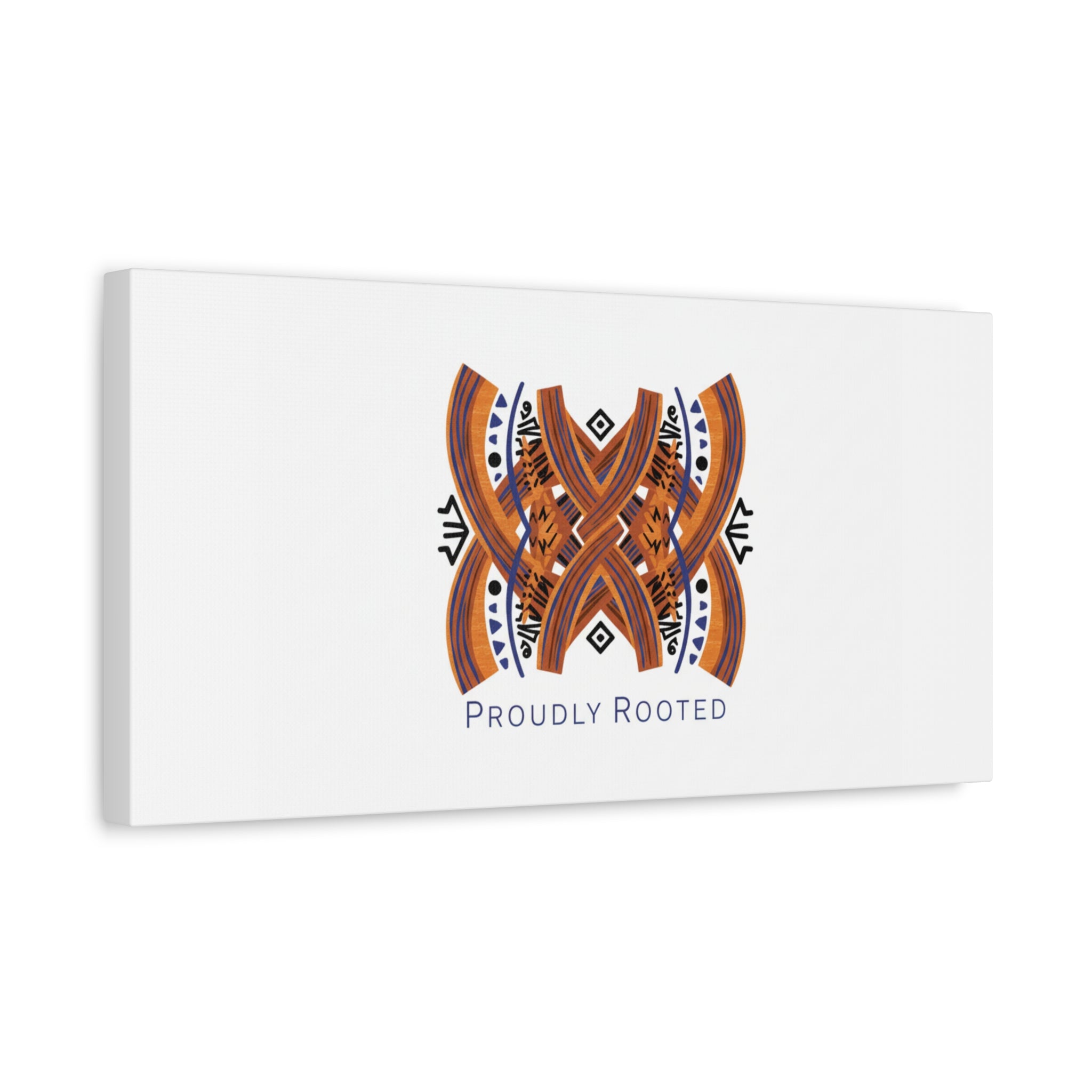 Mudcloth-Inspired Pattern "Proudly Rooted" Canvas | Afro-Bohemian, Indigo & Earth Tones