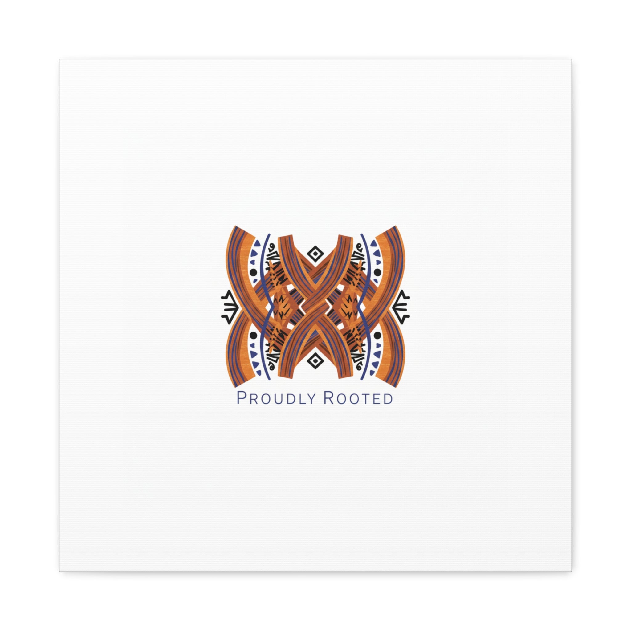 Mudcloth-Inspired Pattern "Proudly Rooted" Canvas | Afro-Bohemian, Indigo & Earth Tones