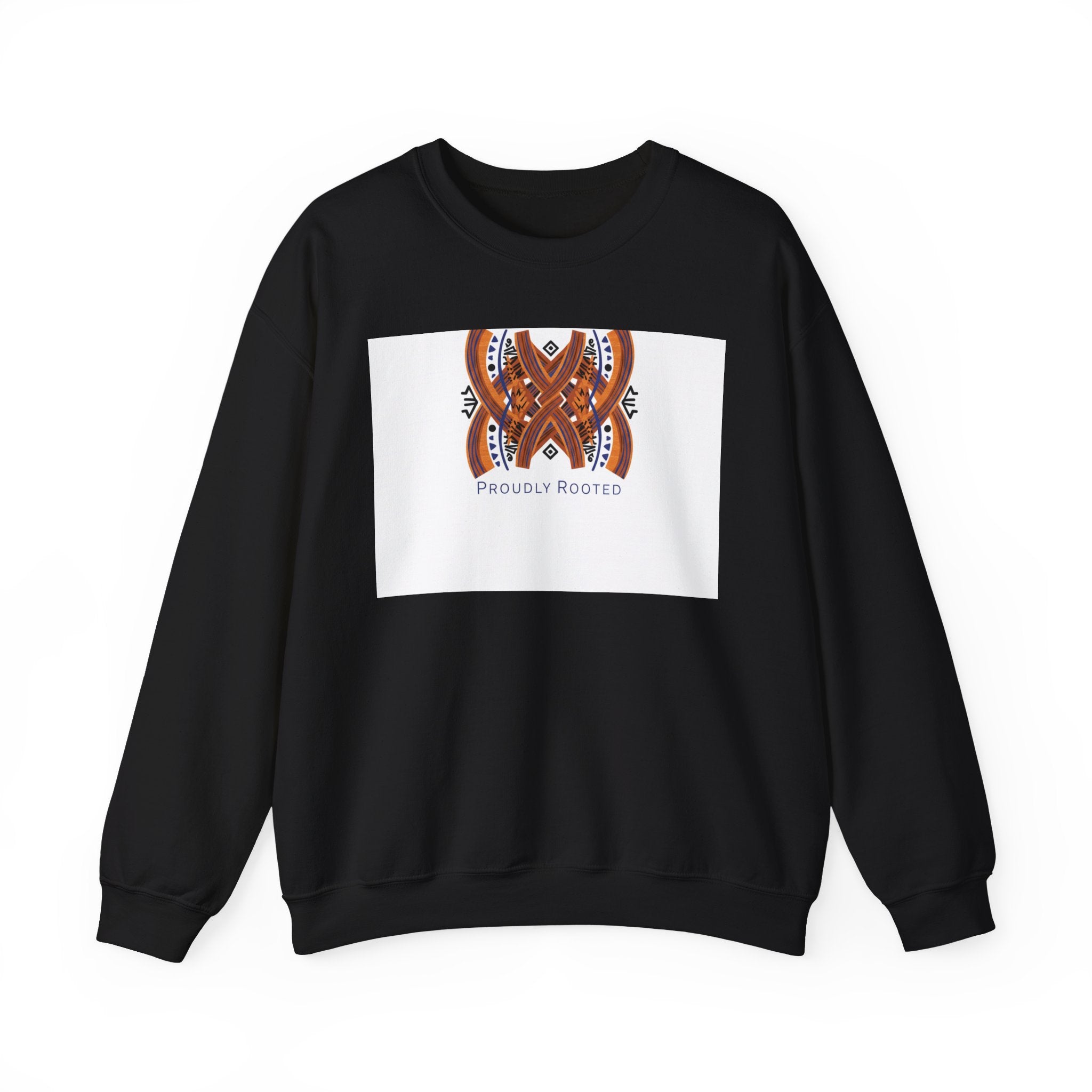 Mudcloth Inspired Motif Sweatshirt | Afro-Bohemian, indigo & ochre tribal pattern