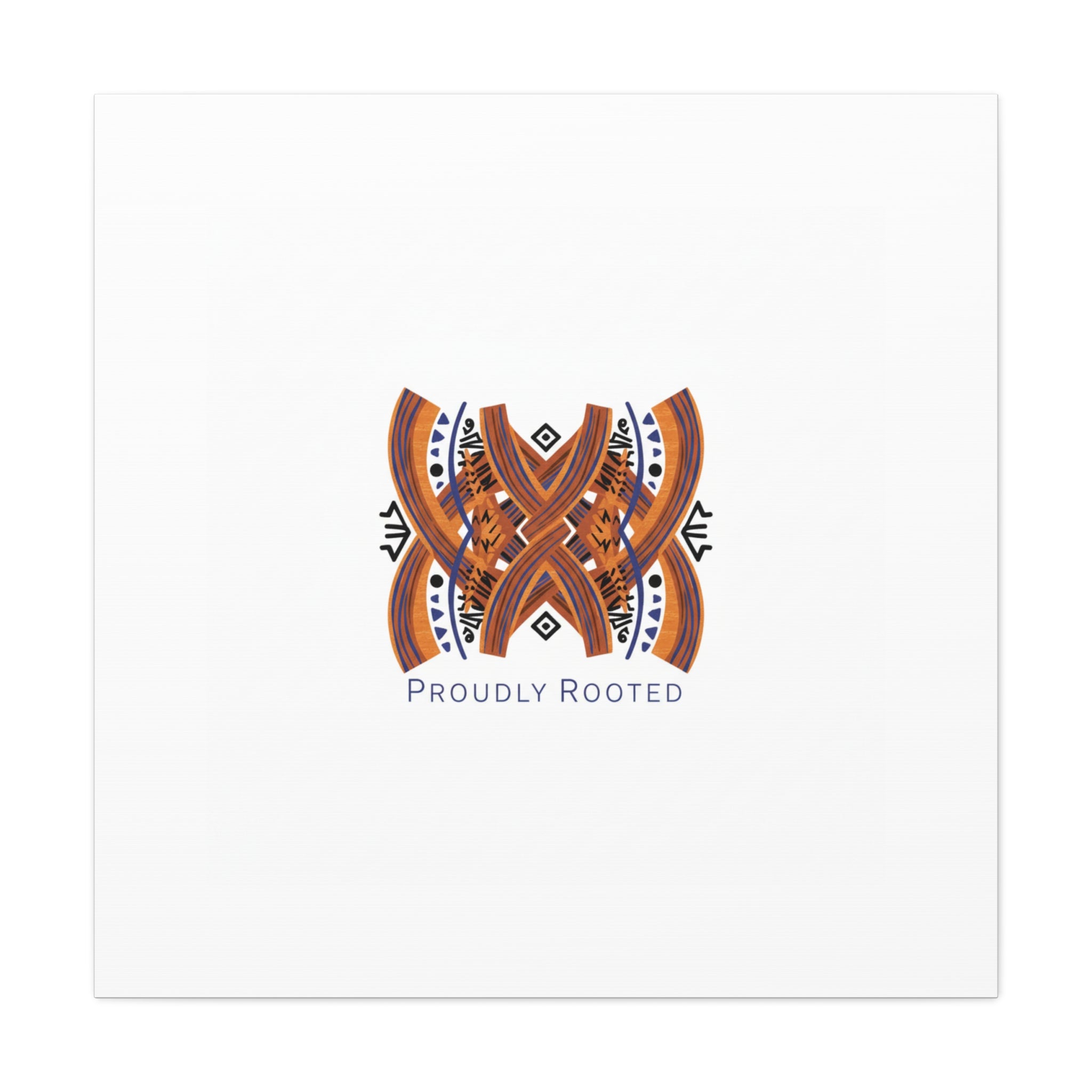 Mudcloth-Inspired Pattern "Proudly Rooted" Canvas | Afro-Bohemian, Indigo & Earth Tones