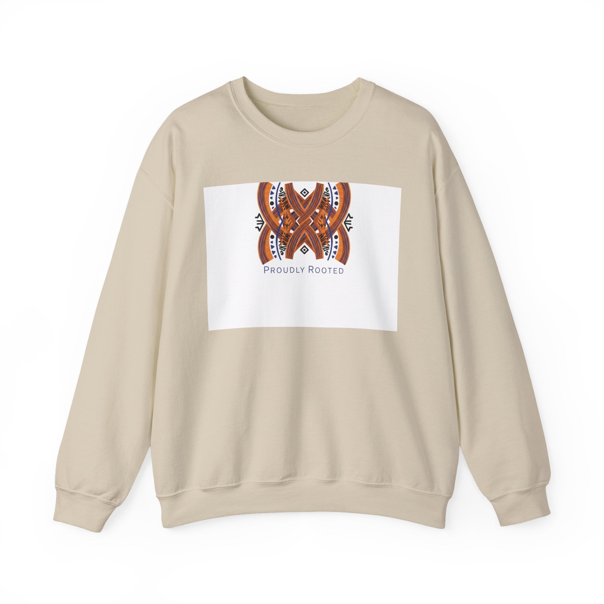 Mudcloth Inspired Motif Sweatshirt | Afro-Bohemian, indigo & ochre tribal pattern