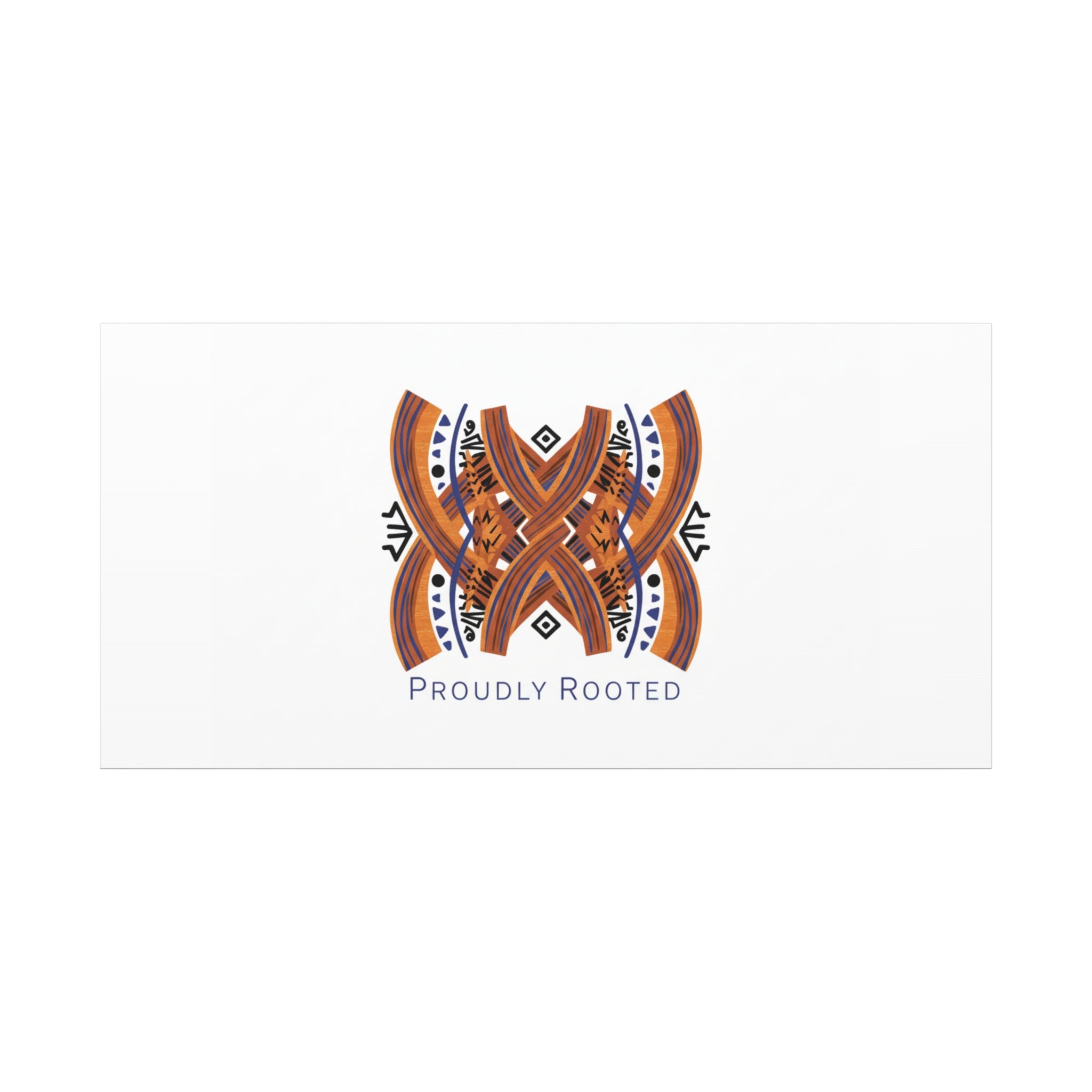 Mudcloth-Inspired Pattern "Proudly Rooted" Canvas | Afro-Bohemian, Indigo & Earth Tones