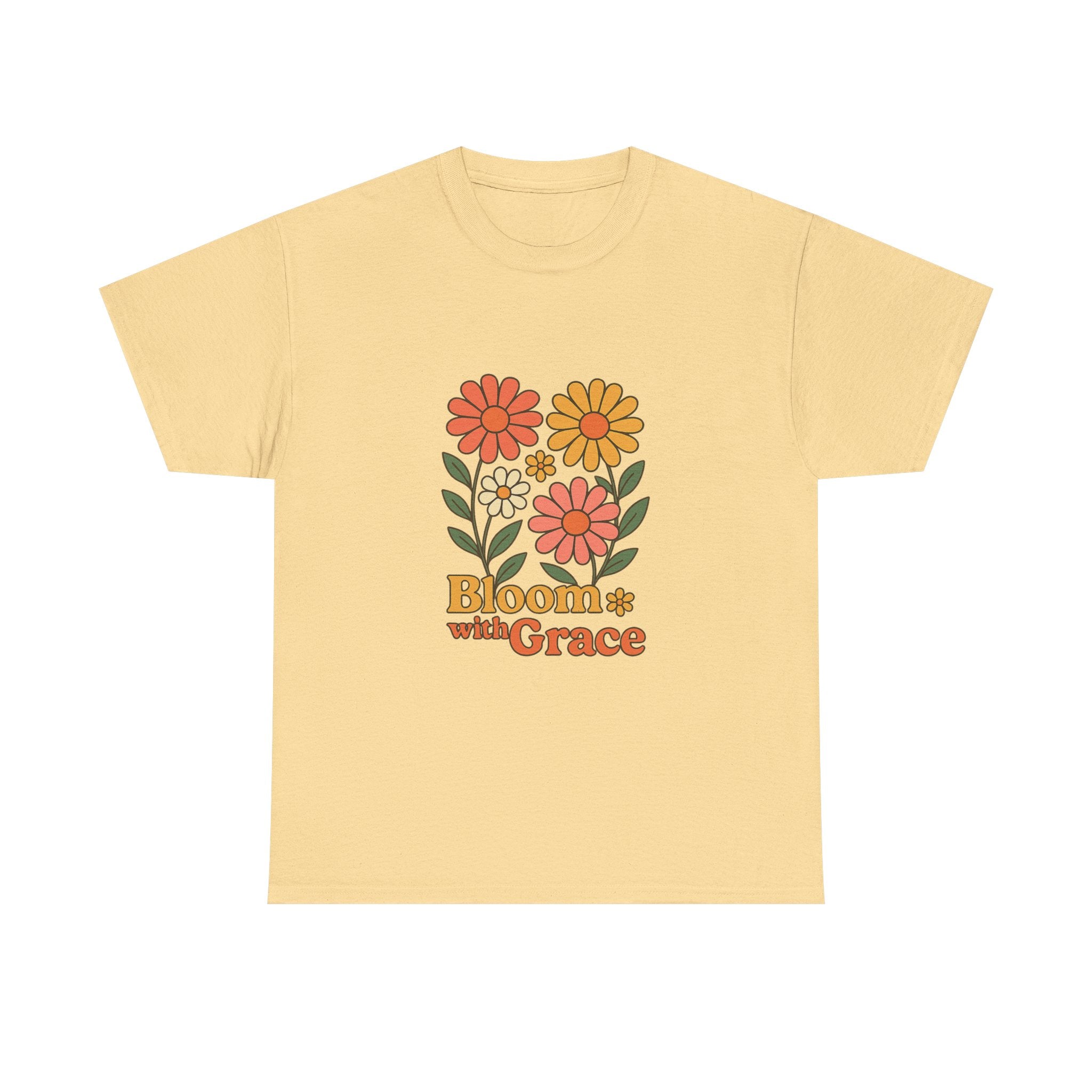 Bloom with Grace Unisex Heavy Cotton Tee - Positive Floral Graphic Tee