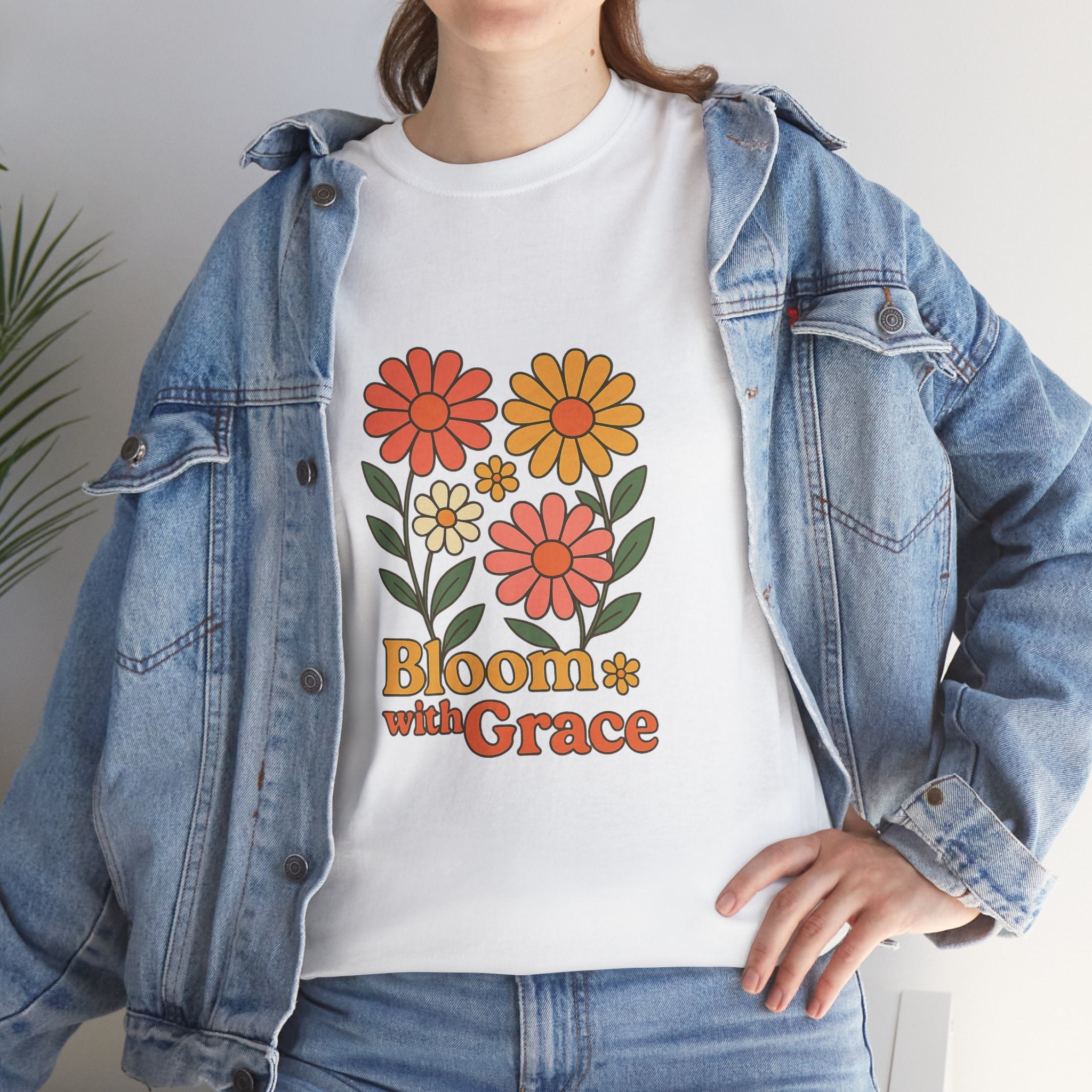 Bloom with Grace Unisex Heavy Cotton Tee - Positive Floral Graphic Tee