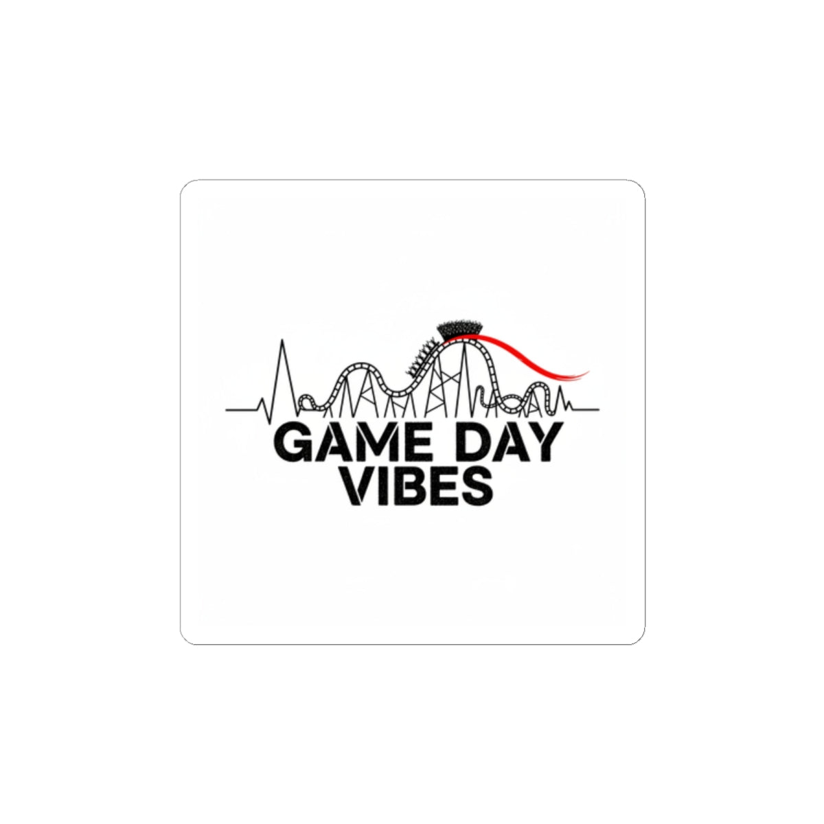Game Day Vibes Sticker | Sports Fan Rollercoaster, Monochrome + Red