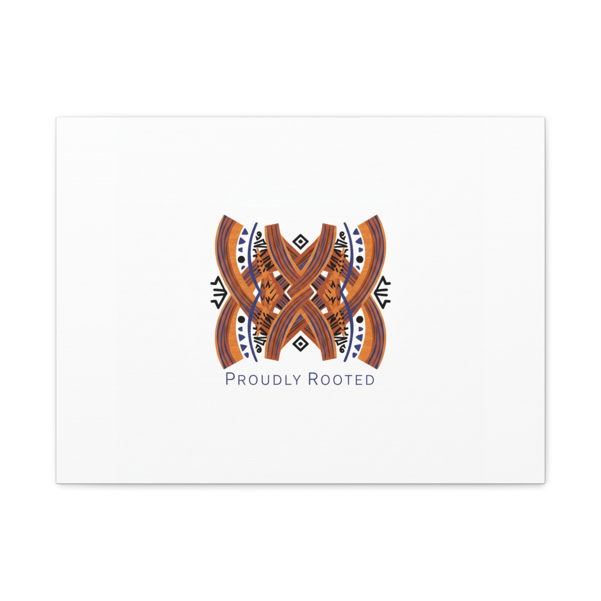 Mudcloth-Inspired Pattern "Proudly Rooted" Canvas | Afro-Bohemian, Indigo & Earth Tones