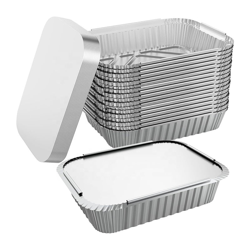 50 100 200 Pack Wholesale Silver Thickened Disposable Aluminum Foil Takeaway Food Containers | Durable Food Packaging Trays with Lids