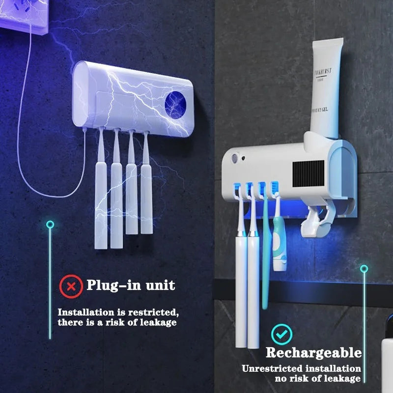 Automatic Toothpaste Dispenser & Toothbrush Holder | Wall Mounted, No-Drill