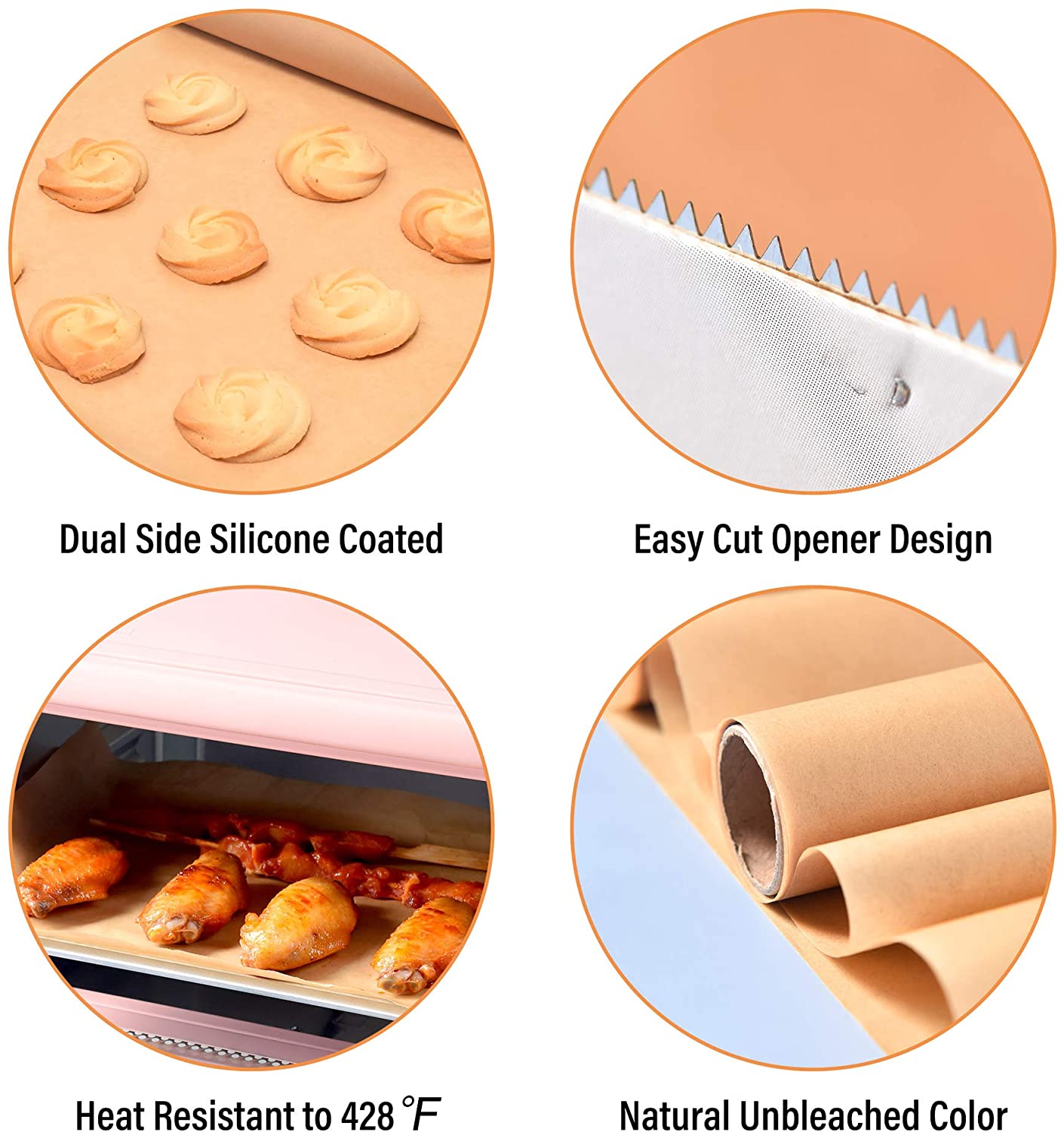 Non-Stick Parchment Paper Sheets | Silicone Coated & Unbleached for Baking & BBQ