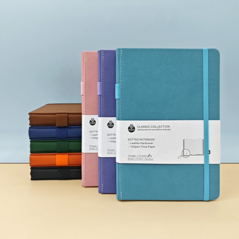 A4 Leather Notebook Gift Set | Personalized PU Meeting Journal for Students