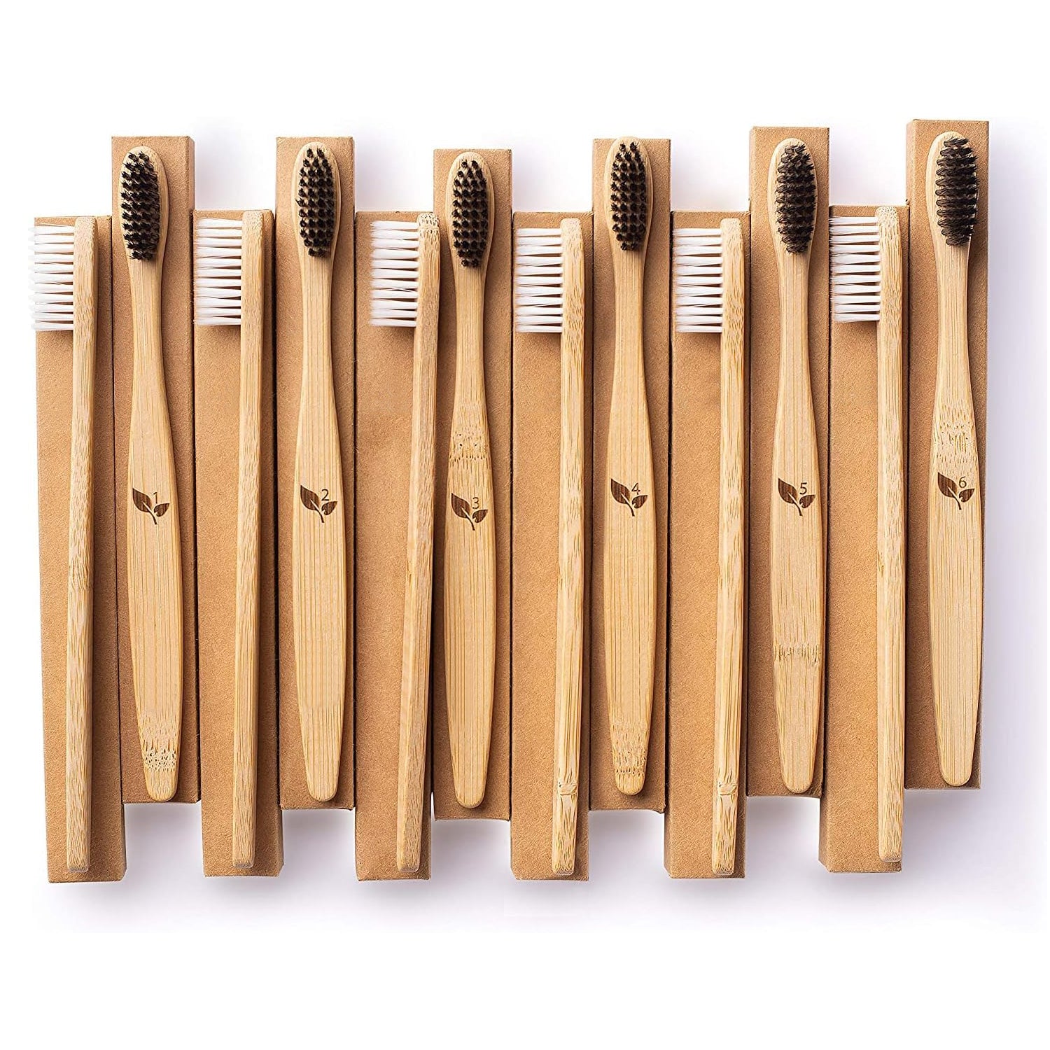 Eco-Friendly Bamboo Toothbrush | Natural Charcoal & Soft Color Bristles