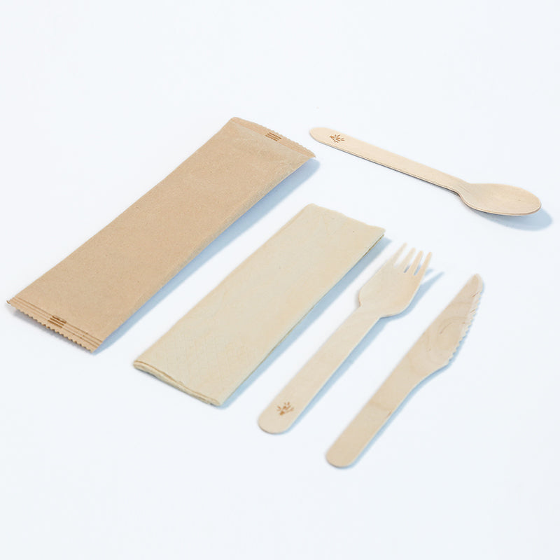 Biodegradable Disposable Cutlery Set | Eco-Friendly Spoon, Fork, Knife & Paper Napkin