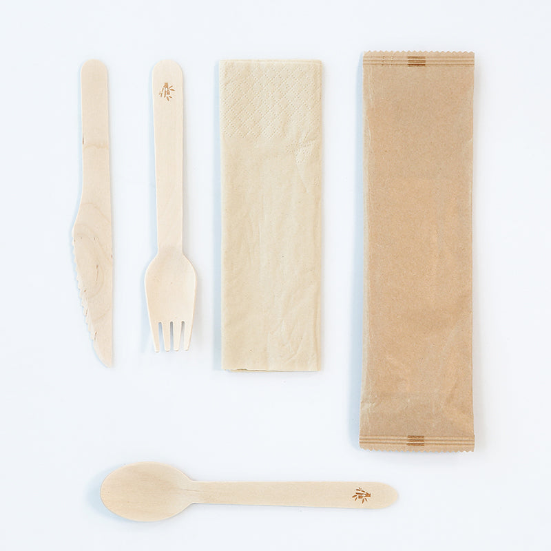 Biodegradable Disposable Cutlery Set | Eco-Friendly Spoon, Fork, Knife & Paper Napkin